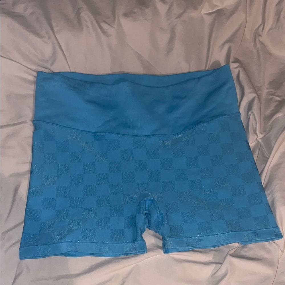 Blue checkered shorts
